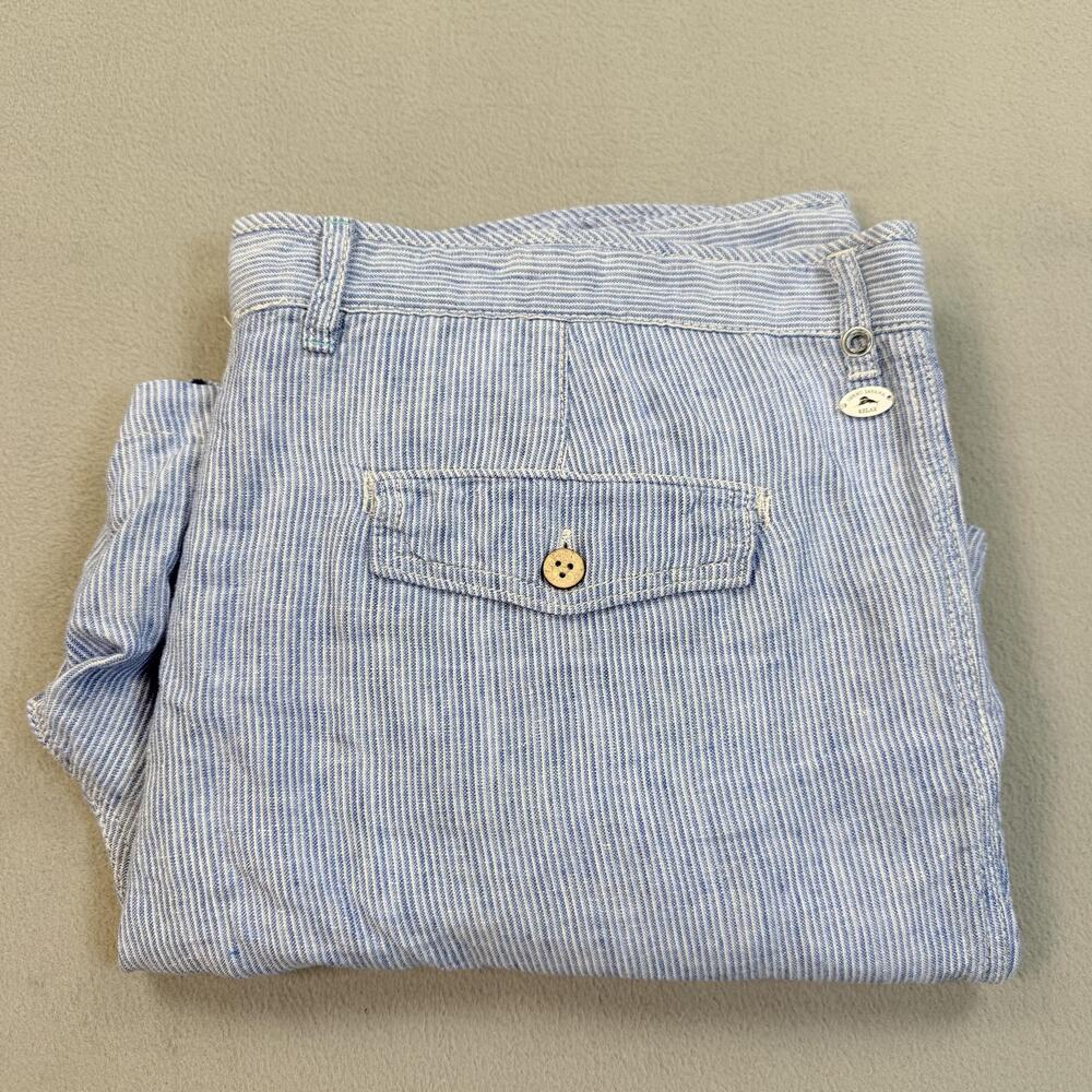 Tommy Bahama Shorts Mens 38 Blue Stripe Linen Chino Relax Fit Summer Beach